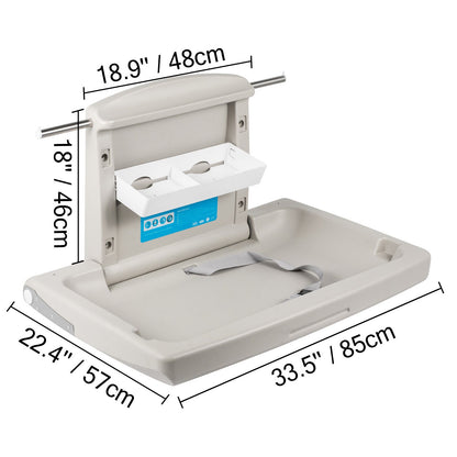 Horizontal Baby Changing Table Wall-mounted Baby Diaper Changing Station Vertical Fold Down Baby Changing V952-YENBGHZ0000000001V0