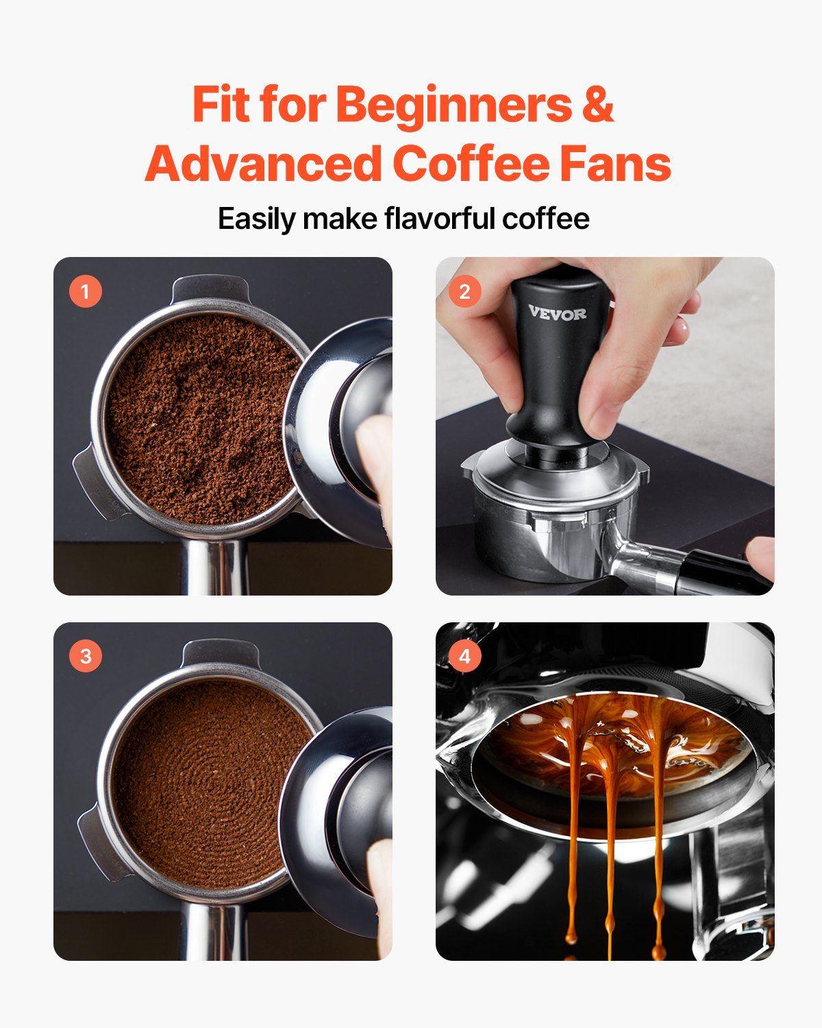 51mm/53mm/58mm Espresso Tamper Stainless Steel Coffee Tamper with Spring V952-YFC51MMBXGLLKDQ75V0
