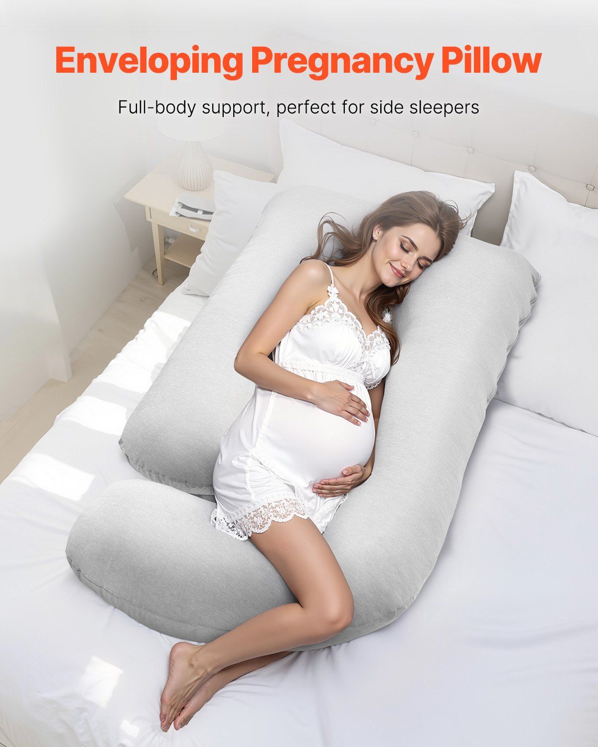 Pregnancy Pillow, G-Shaped Maternity Pillow, Full-Body Support Pillow with Removable & Washable Cover, Soft V952-YFZTBWSGXYTSDQPN2V0