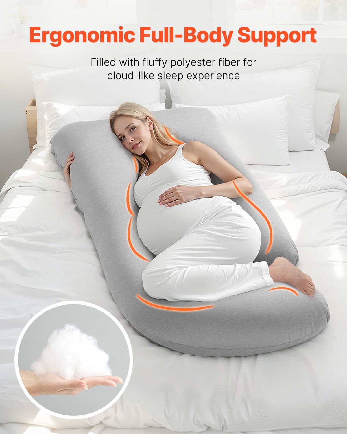 Pregnancy Pillow, G-Shaped Maternity Pillow, Full-Body Support Pillow with Removable & Washable Cover, Soft V952-YFZTBWSGXYTSDQPN2V0