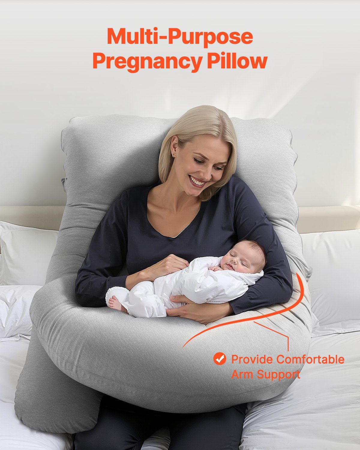 Pregnancy Pillow, G-Shaped Maternity Pillow, Full-Body Support Pillow with Removable & Washable Cover, Soft V952-YFZTBWSGXYTSDQPN2V0