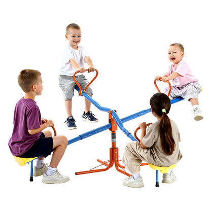 Kids Seesaw, 49.9 kg Load Capacity per Seat, Sit and Spin Teeter Totter with 4-prong Support Legs, Kids V952-YGDZDQQBJS4R94AI7001V0