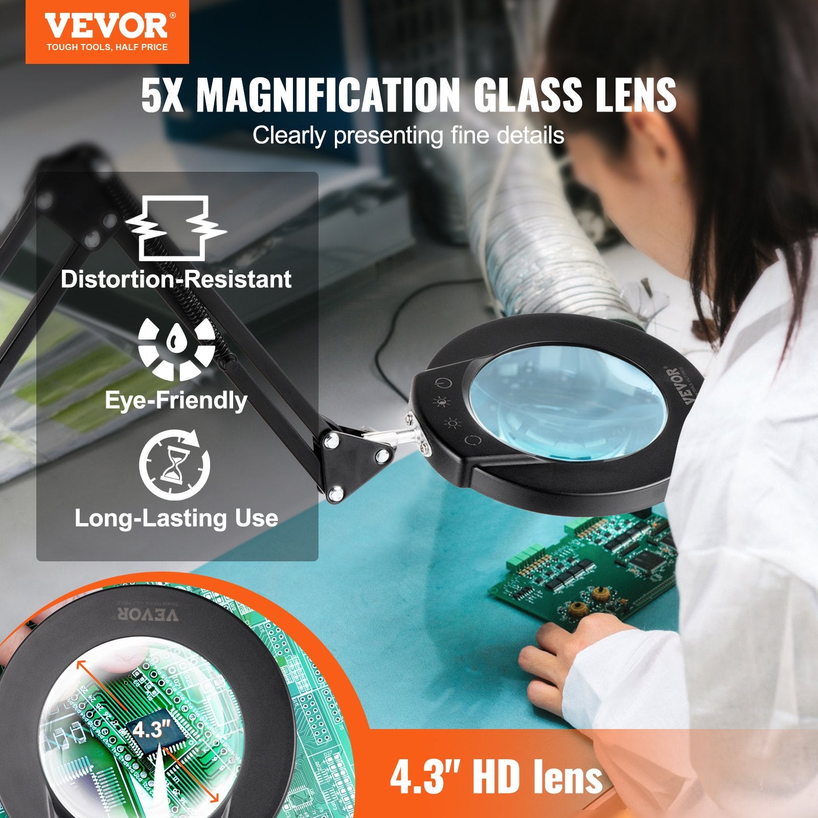 Magnifying Floor Lamp, 5X Standing Magnifying Glass with Light, Height Adjustable Floor Magnifier with Light, V952-YGFDD12WZX21ZFNAXV9