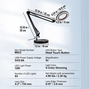 Magnifying Glass with Light and Stand, 5X Magnifying Lamp, 4.3" Glass Lens, Base and Clamp 2-in-1 Desk V952-YGFDDYDZBCMAJI42JV9