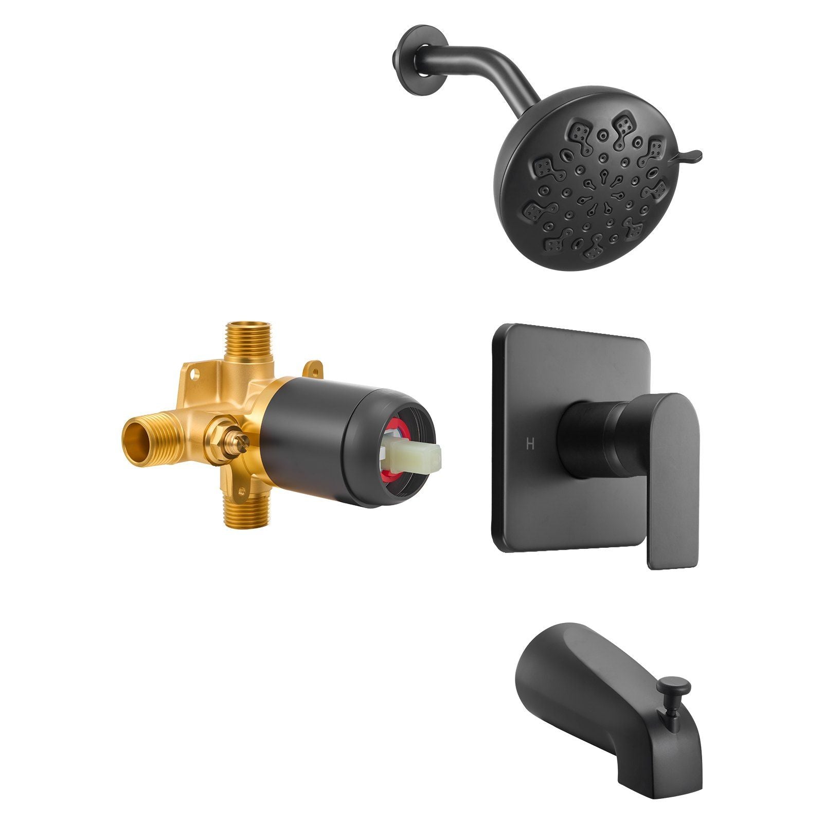 Tub and Shower Faucet Set, 127 mm Rainfall Shower Head and Bathtub Spout, Complete Single-Handle Tub Trim Kit V952-YGHLLTZHFHWFQMXOX001V0
