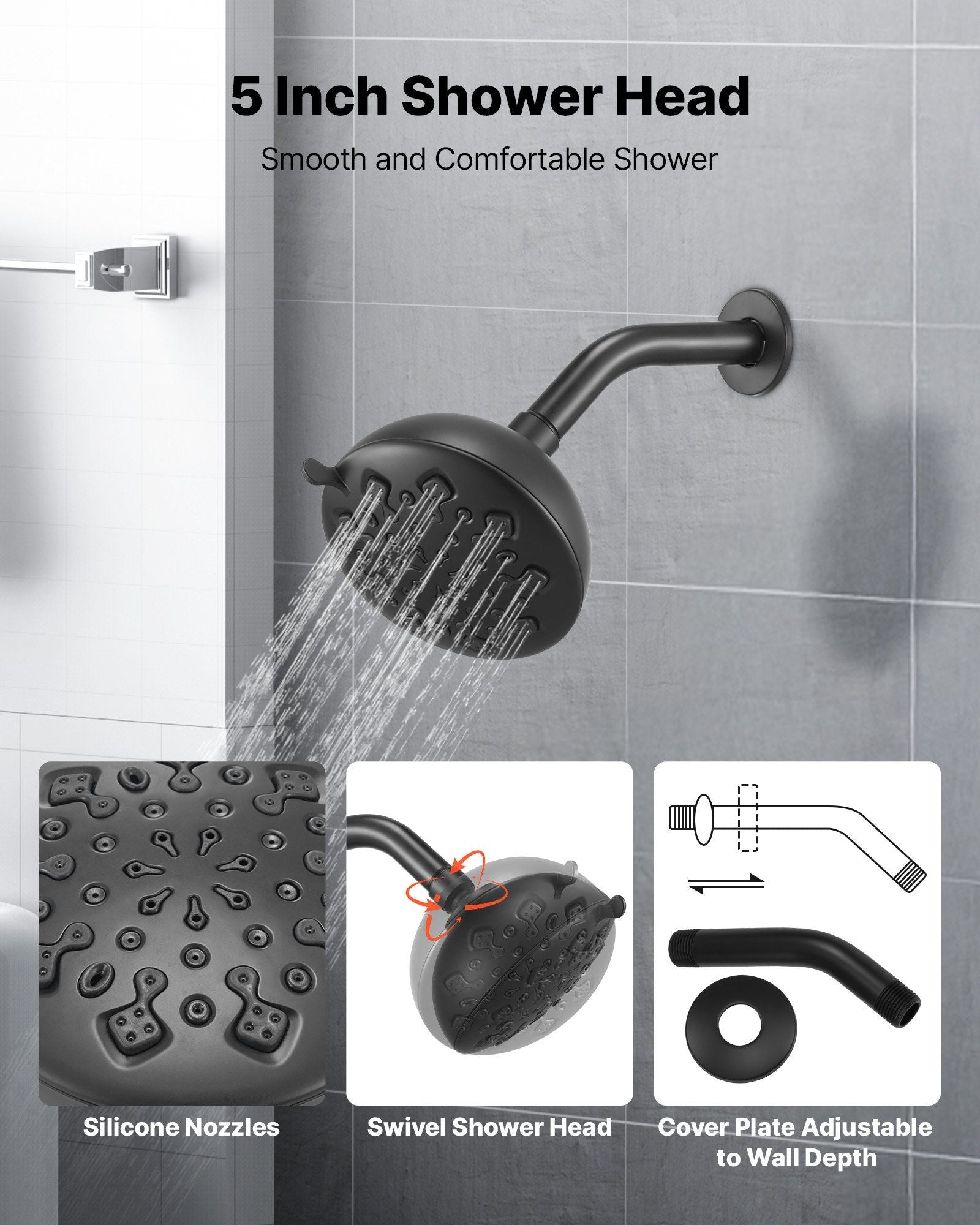 Tub and Shower Faucet Set, 127 mm Rainfall Shower Head and Bathtub Spout, Complete Single-Handle Tub Trim Kit V952-YGHLLTZHFHWFQMXOX001V0