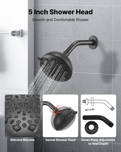Tub and Shower Faucet Set, 127 mm Rainfall Shower Head and Bathtub Spout, Complete Single-Handle Tub Trim Kit V952-YGHLLTZHFHWFQMXOX001V0