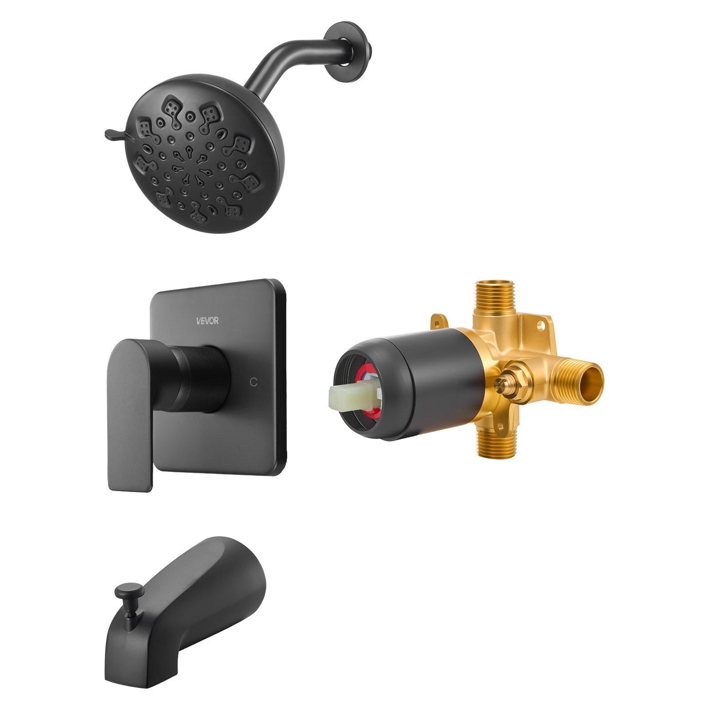 Tub and Shower Faucet Set, 127 mm Rainfall Shower Head and Bathtub Spout, Complete Single-Handle Tub Trim Kit V952-YGHLLTZHFHWFQMXOX001V0