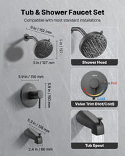Tub and Shower Faucet Set, Complete with 127 mm Rainfall Shower Head and Bathtub Spout, 8-Setting Adjustable V952-YGHLLTZHHWHW0HLVZ001V0