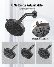 Tub and Shower Faucet Set, Complete with 127 mm Rainfall Shower Head and Bathtub Spout, 8-Setting Adjustable V952-YGHLLTZHHWHW0HLVZ001V0