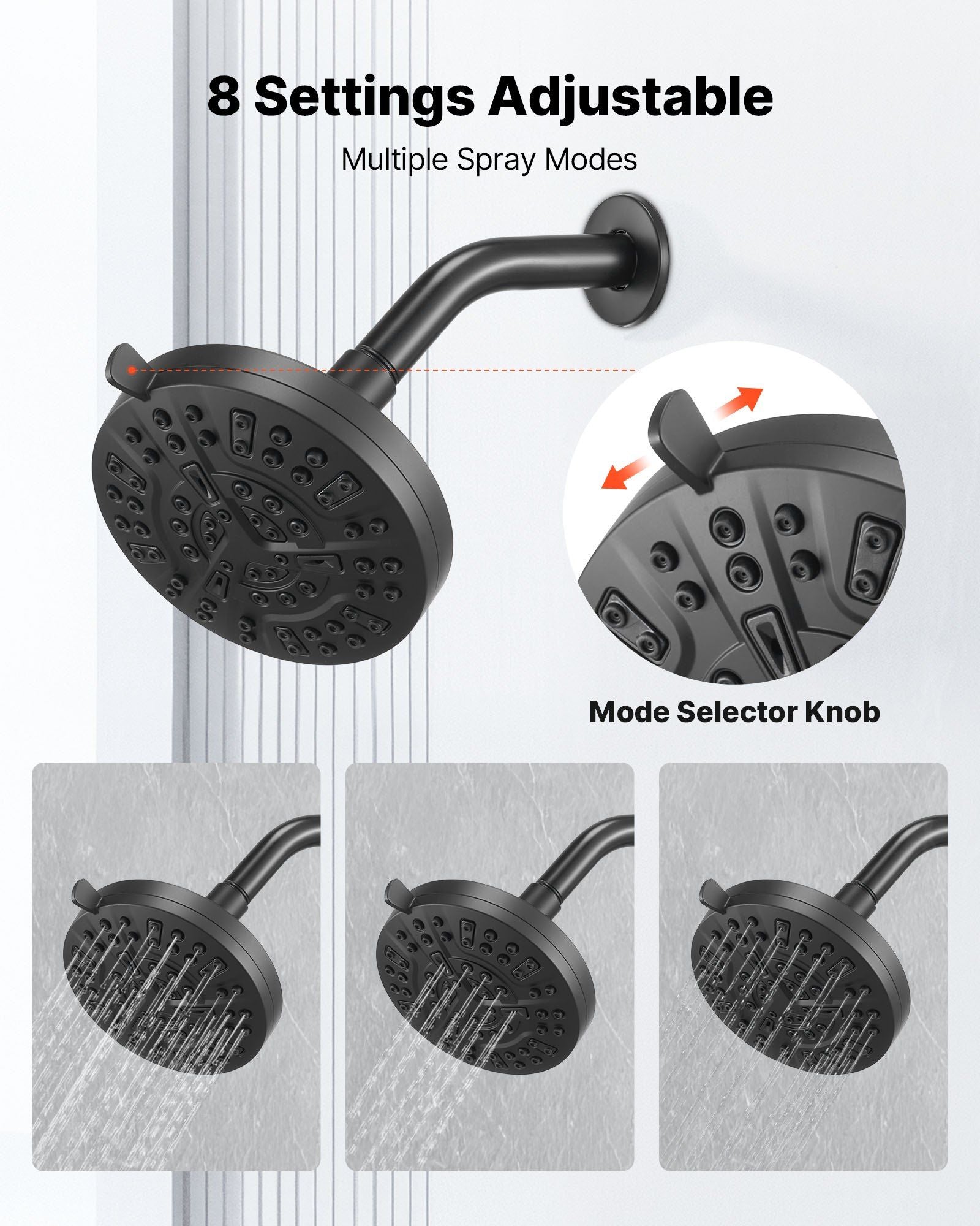 Tub and Shower Faucet Set, Complete with 127 mm Rainfall Shower Head and Bathtub Spout, 8-Setting Adjustable V952-YGHLLTZHHWHW0HLVZ001V0