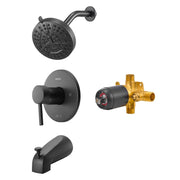 Tub and Shower Faucet Set, Complete with 127 mm Rainfall Shower Head and Bathtub Spout, 8-Setting Adjustable V952-YGHLLTZHHWHW0HLVZ001V0