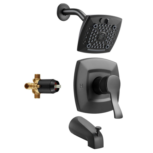 Tub and Shower Faucet Set, Complete with 130 mm Rainfall Shower Head and Bathtub Spout, 5-Setting Adjustable V952-YGHLLTZHHWHWFHFKJ001V0