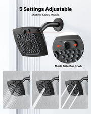 Tub and Shower Faucet Set, Complete with 130 mm Rainfall Shower Head and Bathtub Spout, 5-Setting Adjustable V952-YGHLLTZHHWHWFHFKJ001V0