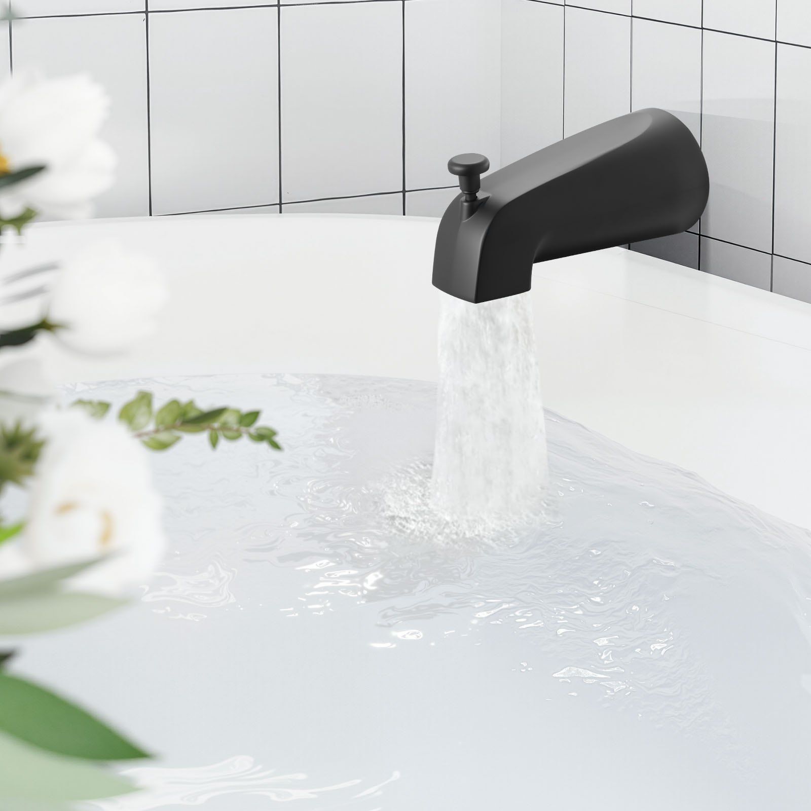 Tub and Shower Faucet Set, Complete with 130 mm Rainfall Shower Head and Bathtub Spout, 5-Setting Adjustable V952-YGHLLTZHHWHWFHFKJ001V0