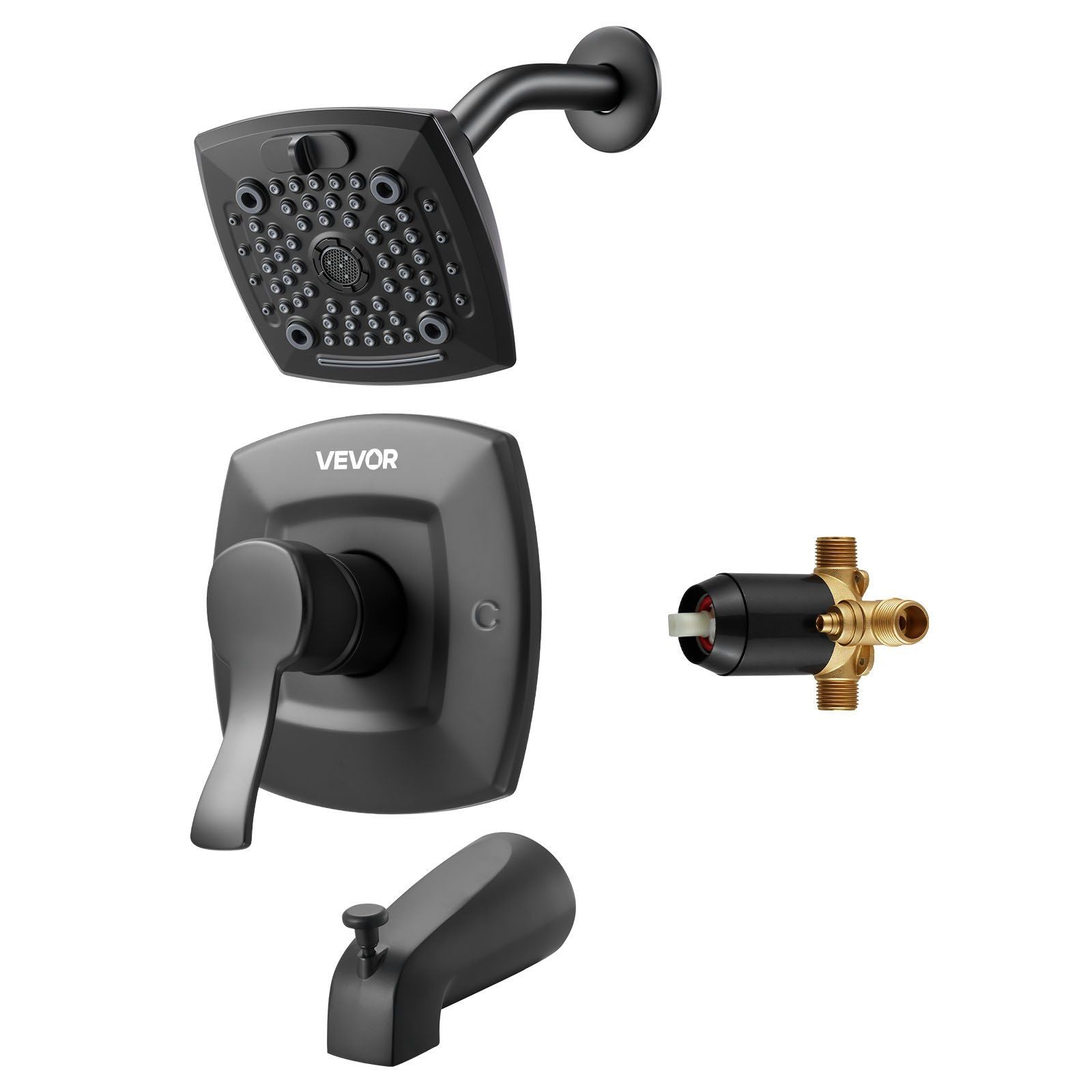 Tub and Shower Faucet Set, Complete with 130 mm Rainfall Shower Head and Bathtub Spout, 5-Setting Adjustable V952-YGHLLTZHHWHWFHFKJ001V0