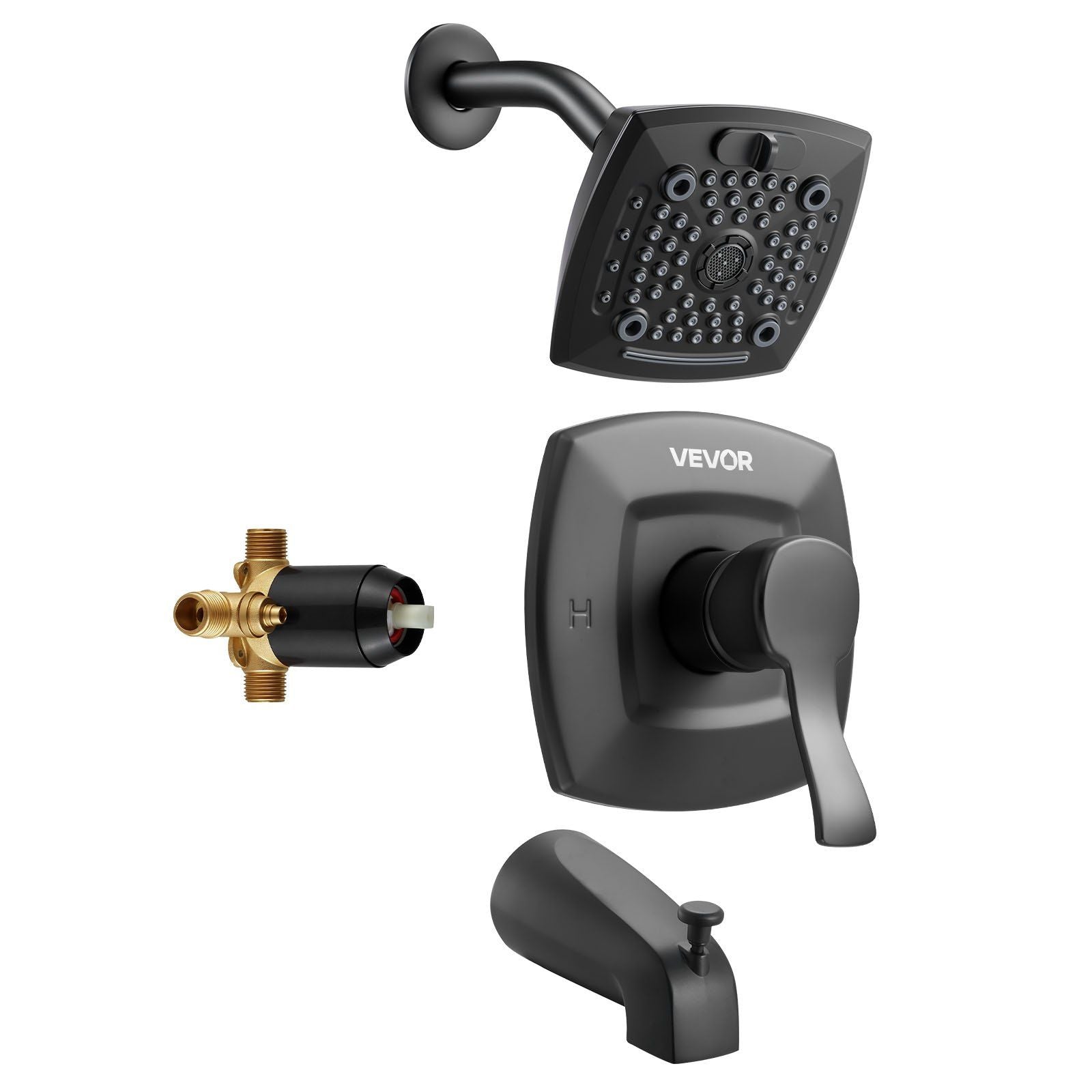 Tub and Shower Faucet Set, Complete with 130 mm Rainfall Shower Head and Bathtub Spout, 5-Setting Adjustable V952-YGHLLTZHHWHWFHFKJ001V0