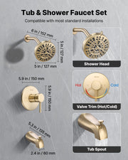 Tub and Shower Faucet Set, Complete with 127 mm Rainfall Shower Head and Bathtub Spout, 8-Setting Adjustable V952-YGHLLTZHHWHWLKQ5W001V0