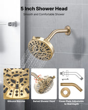 Tub and Shower Faucet Set, Complete with 127 mm Rainfall Shower Head and Bathtub Spout, 8-Setting Adjustable V952-YGHLLTZHHWHWLKQ5W001V0