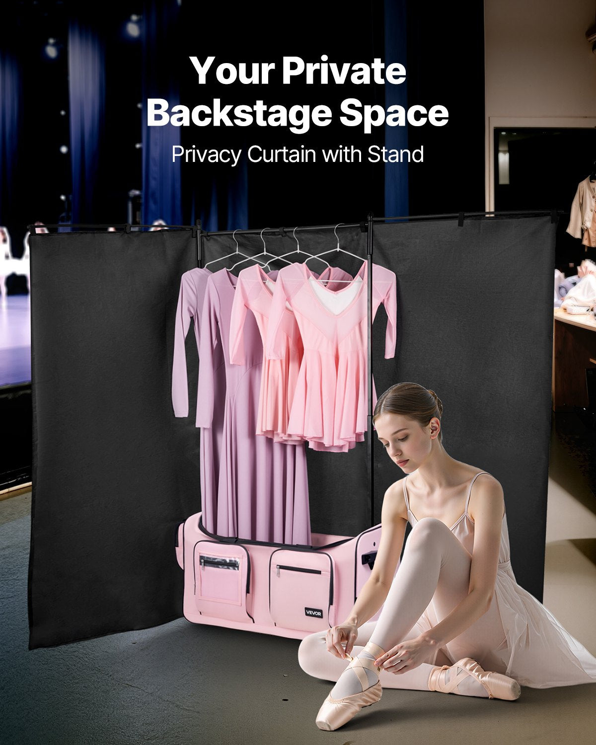 Dance Bag with Garment Rack, 736.6 mm Rolling Dance Duffel, with Wheels, USB Port, Height Adjustable Clothes V952-YGMLDYJDWDD21NOVK001V0