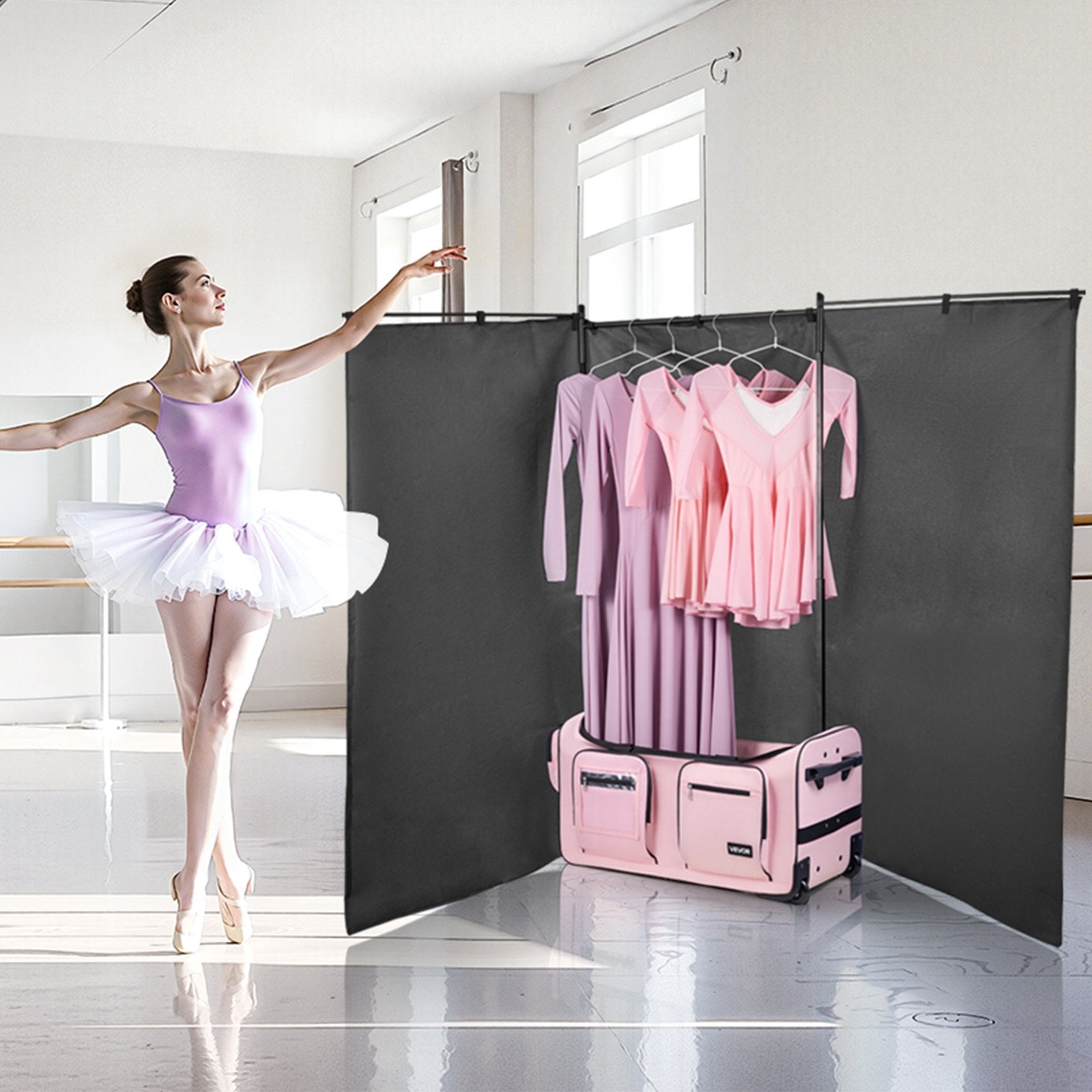 Dance Bag with Garment Rack, 736.6 mm Rolling Dance Duffel, with Wheels, USB Port, Height Adjustable Clothes V952-YGMLDYJDWDD21NOVK001V0