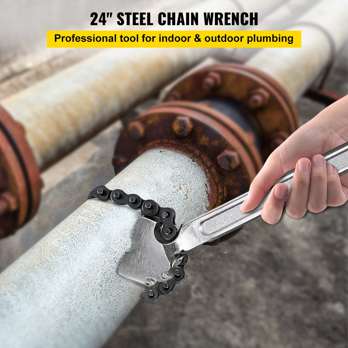 24 Inch Pipe Chain Wrench Heavy Duty 6.7 Inch Chain Wrench V952-YGQLTGZQ000000001V0