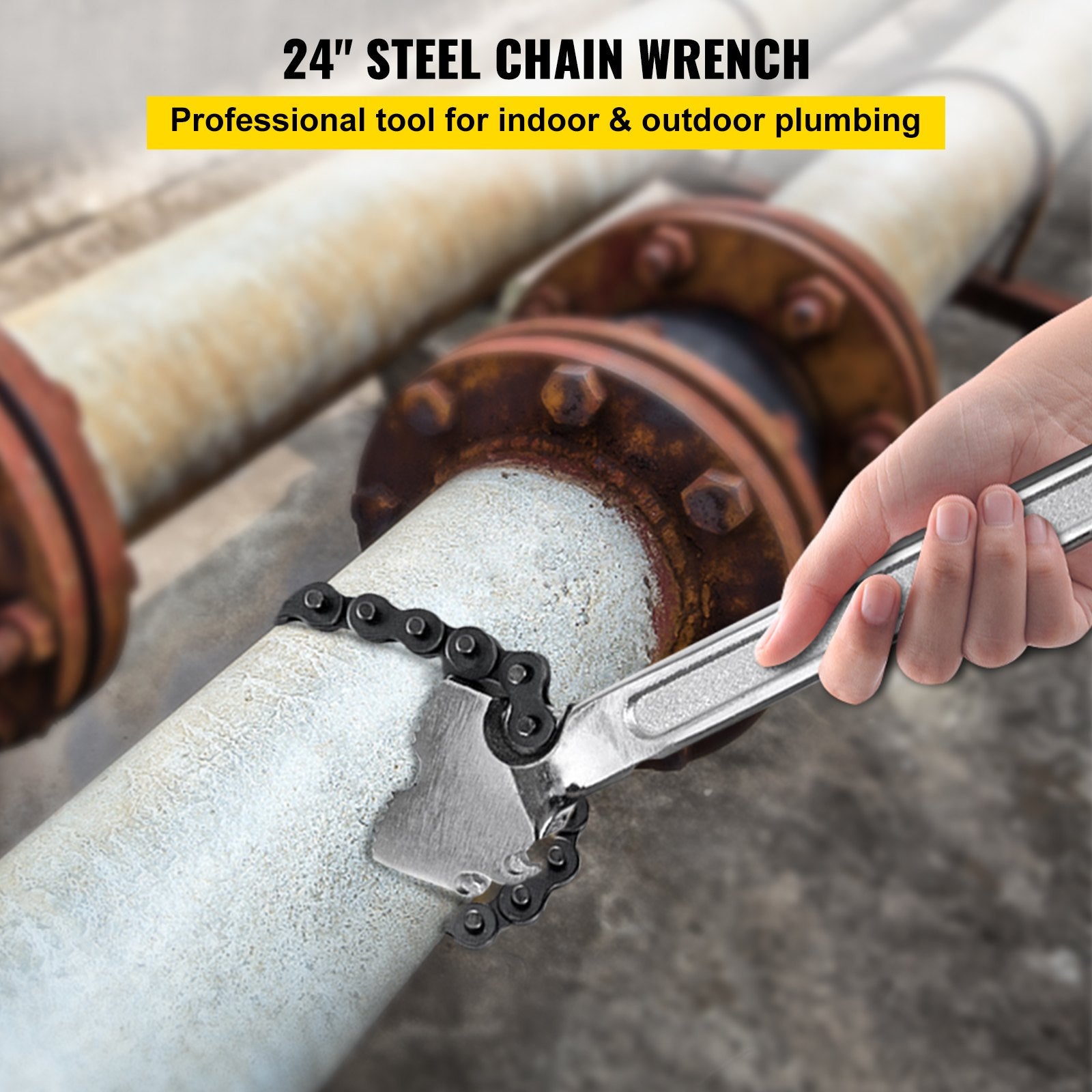 24 Inch Pipe Chain Wrench Heavy Duty 6.7 Inch Chain Wrench V952-YGQLTGZQ000000001V0