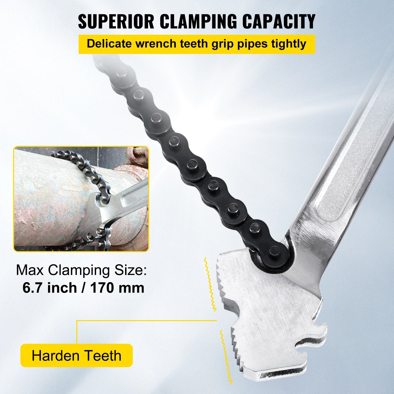 24 Inch Pipe Chain Wrench Heavy Duty 6.7 Inch Chain Wrench V952-YGQLTGZQ000000001V0
