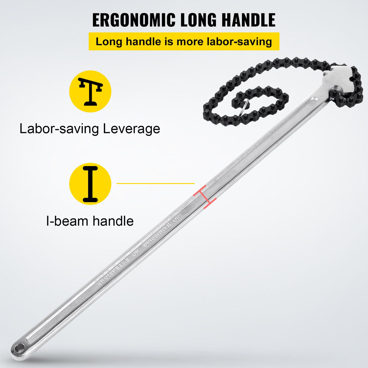 24 Inch Pipe Chain Wrench Heavy Duty 6.7 Inch Chain Wrench V952-YGQLTGZQ000000001V0