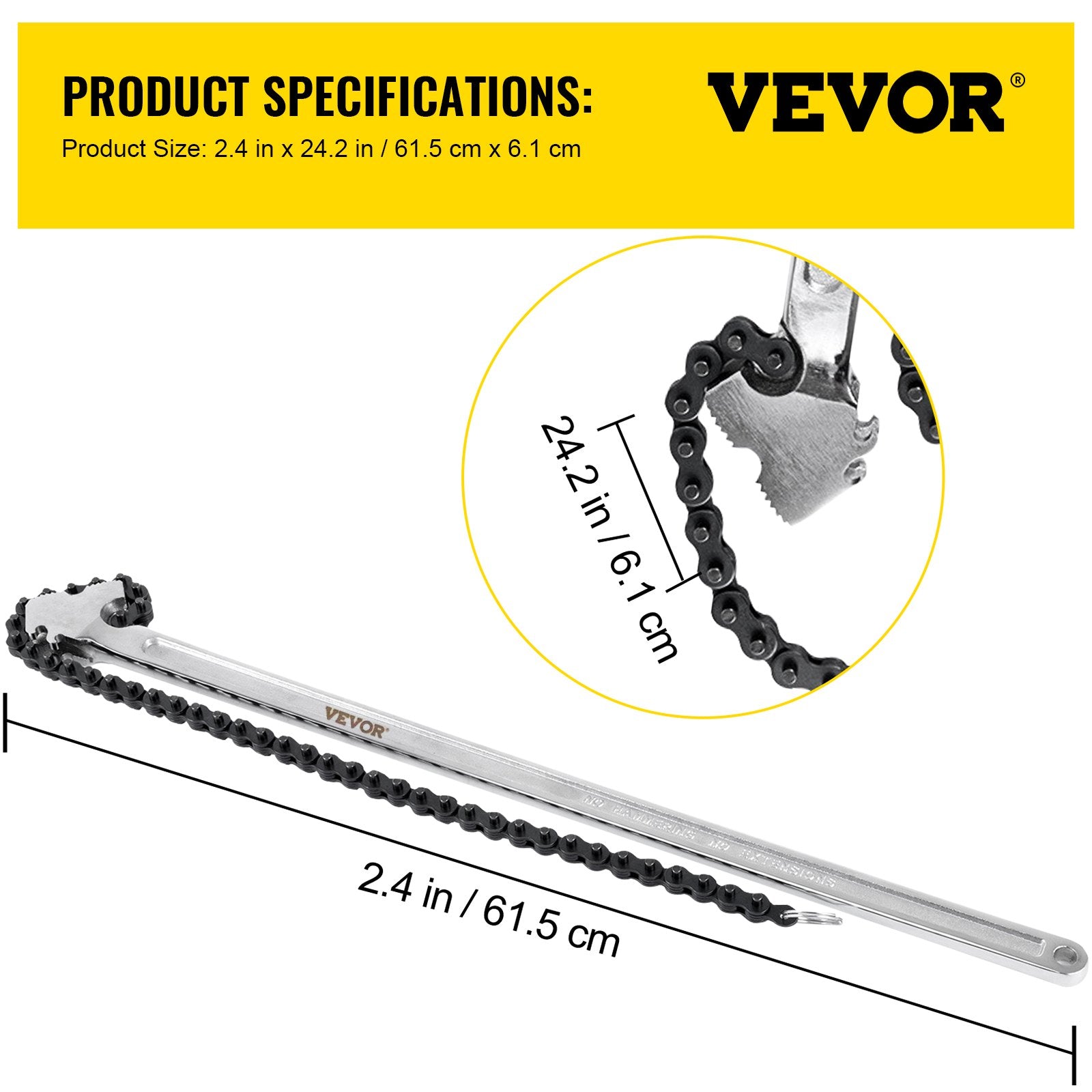 24 Inch Pipe Chain Wrench Heavy Duty 6.7 Inch Chain Wrench V952-YGQLTGZQ000000001V0
