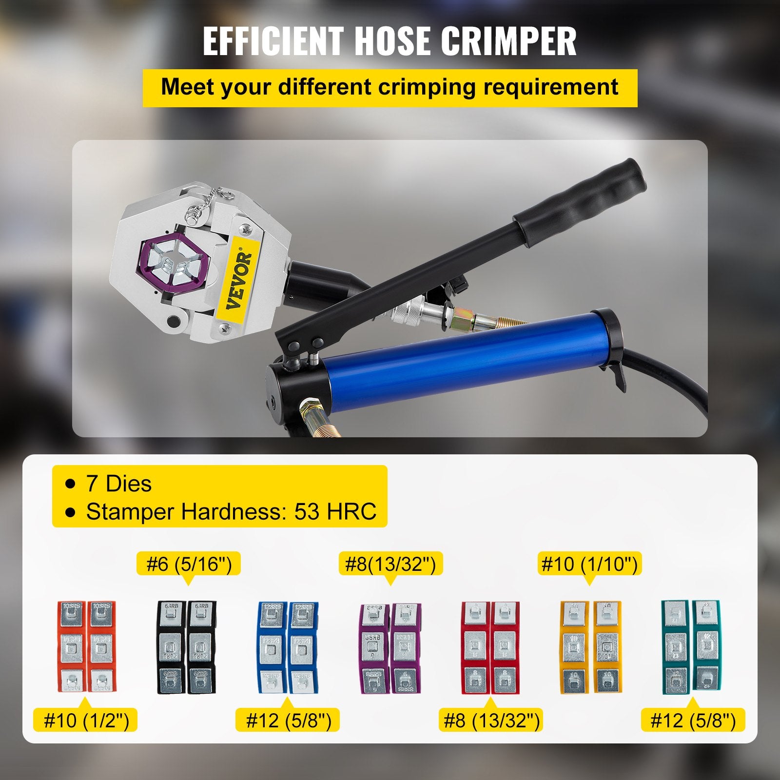Separable Hydraulic Hose Crimper 7 Dies With Aluminum Pump A/C Air Condtioning Handheld Crimping Set V952-YGQYYFLSPLB000001V0