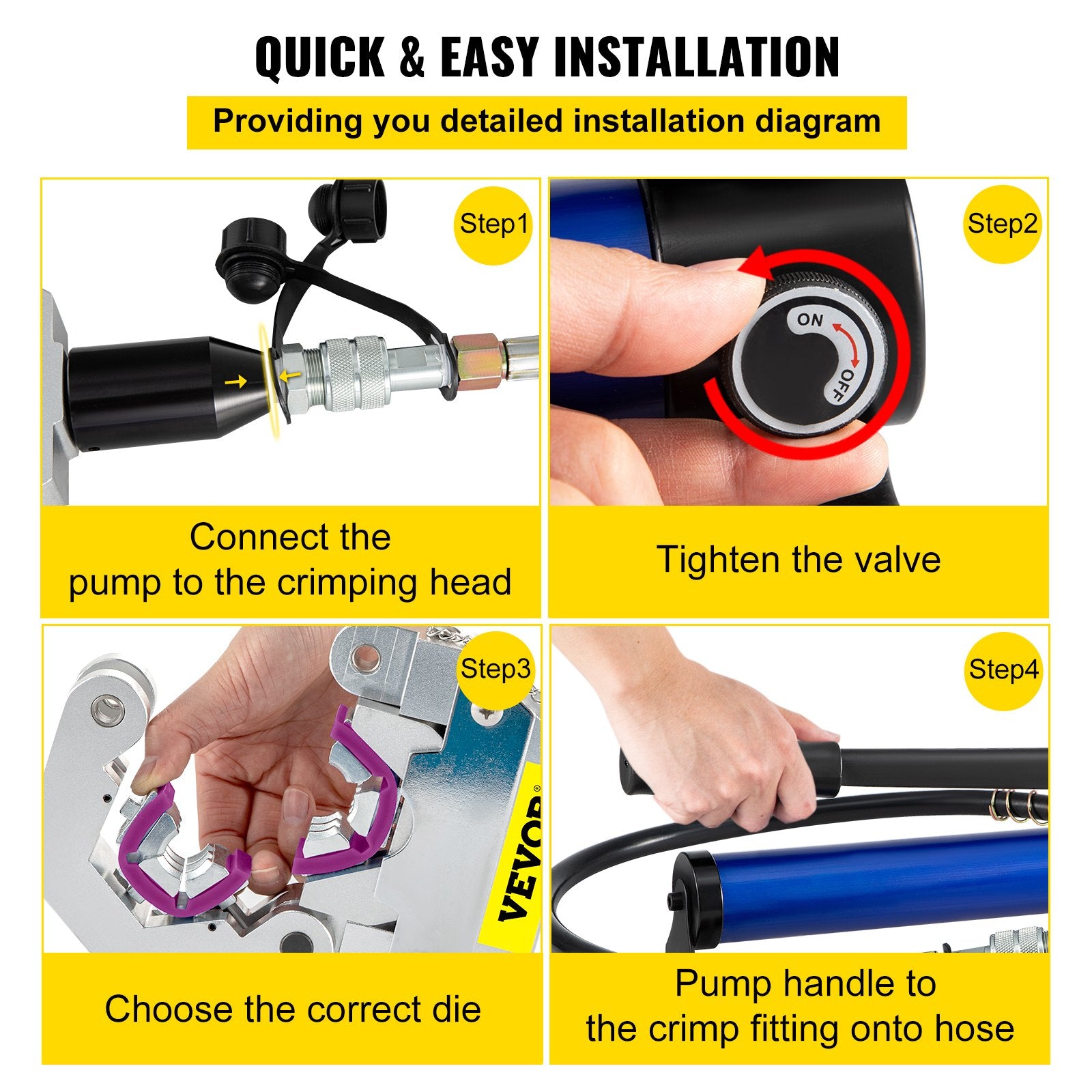 Separable Hydraulic Hose Crimper 7 Dies With Aluminum Pump A/C Air Condtioning Handheld Crimping Set V952-YGQYYFLSPLB000001V0