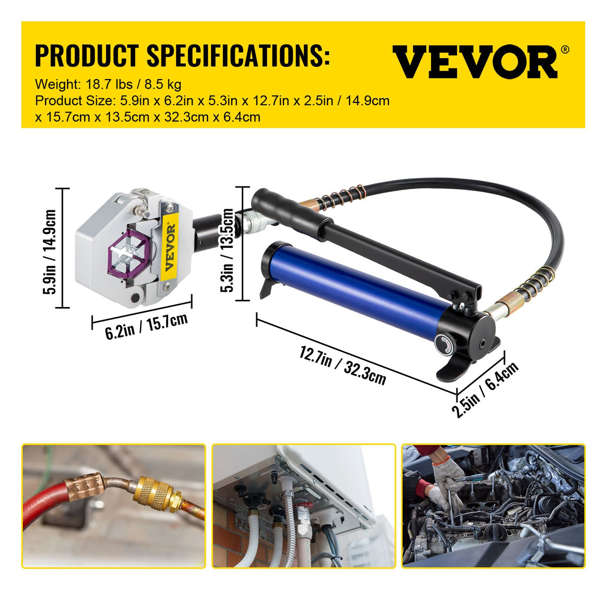 Separable Hydraulic Hose Crimper 7 Dies With Aluminum Pump A/C Air Condtioning Handheld Crimping Set V952-YGQYYFLSPLB000001V0
