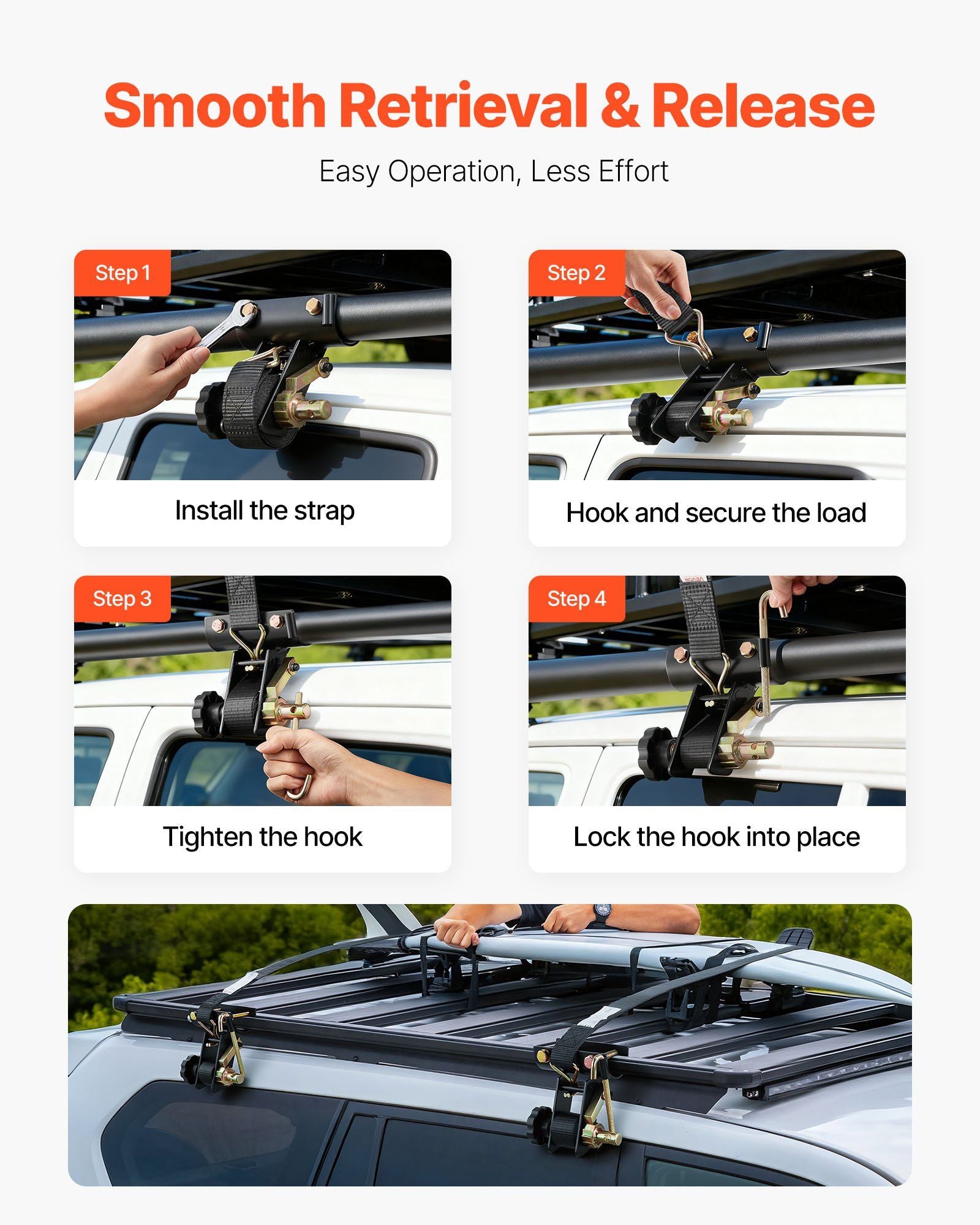 Ladder Rack Ratchet Straps, 47.6-50.8 mm Black Round Tube Mount, 38 mm Wide x 2.25 m Long Black Ladder Rack V952-YGTJJLGDD2J0FH8R0001V0