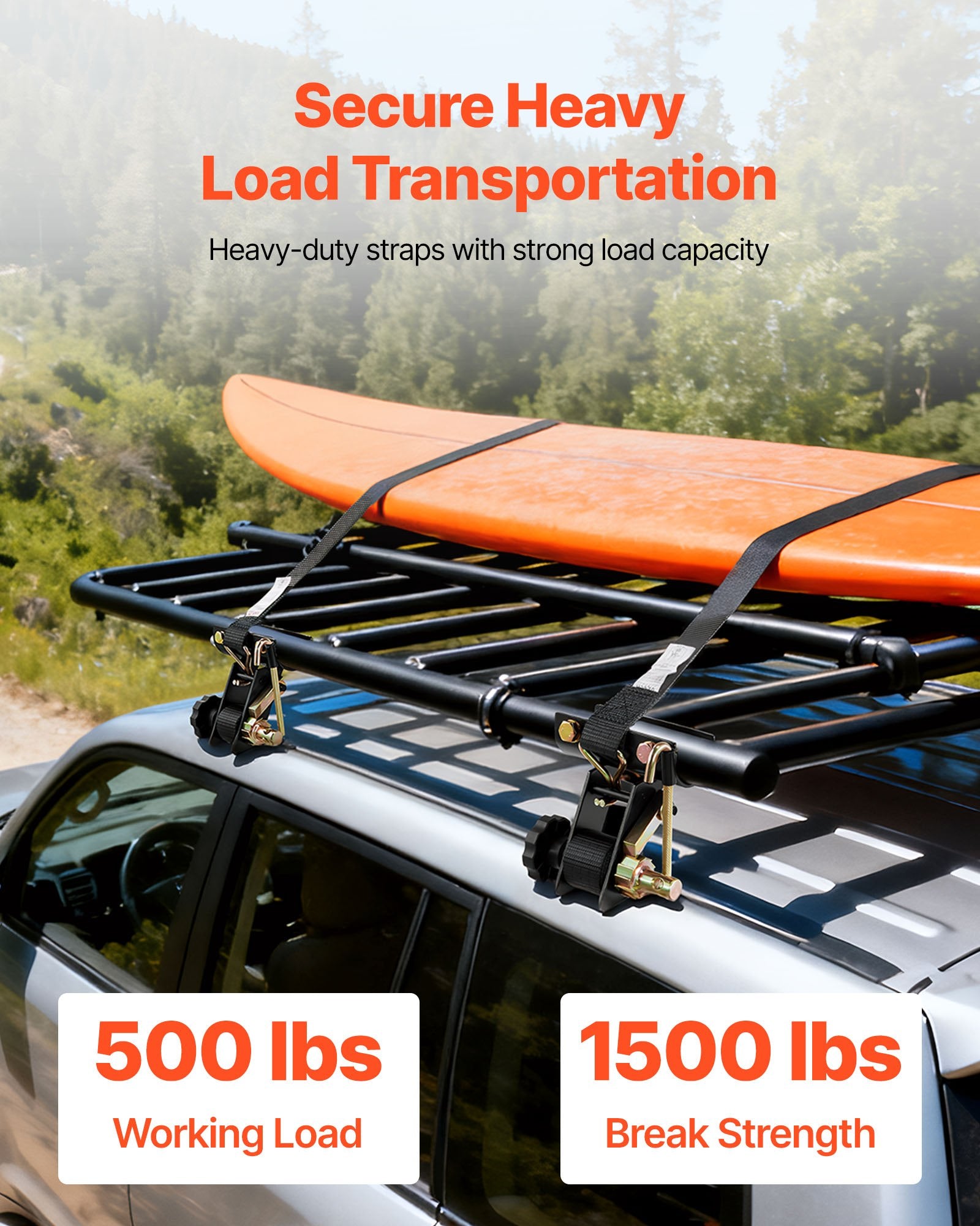 Ladder Rack Ratchet Straps, 47.6-50.8 mm Black Round Tube Mount, 38 mm Wide x 2.25 m Long Black Ladder Rack V952-YGTJJLGDD4J0S0IWZ001V0