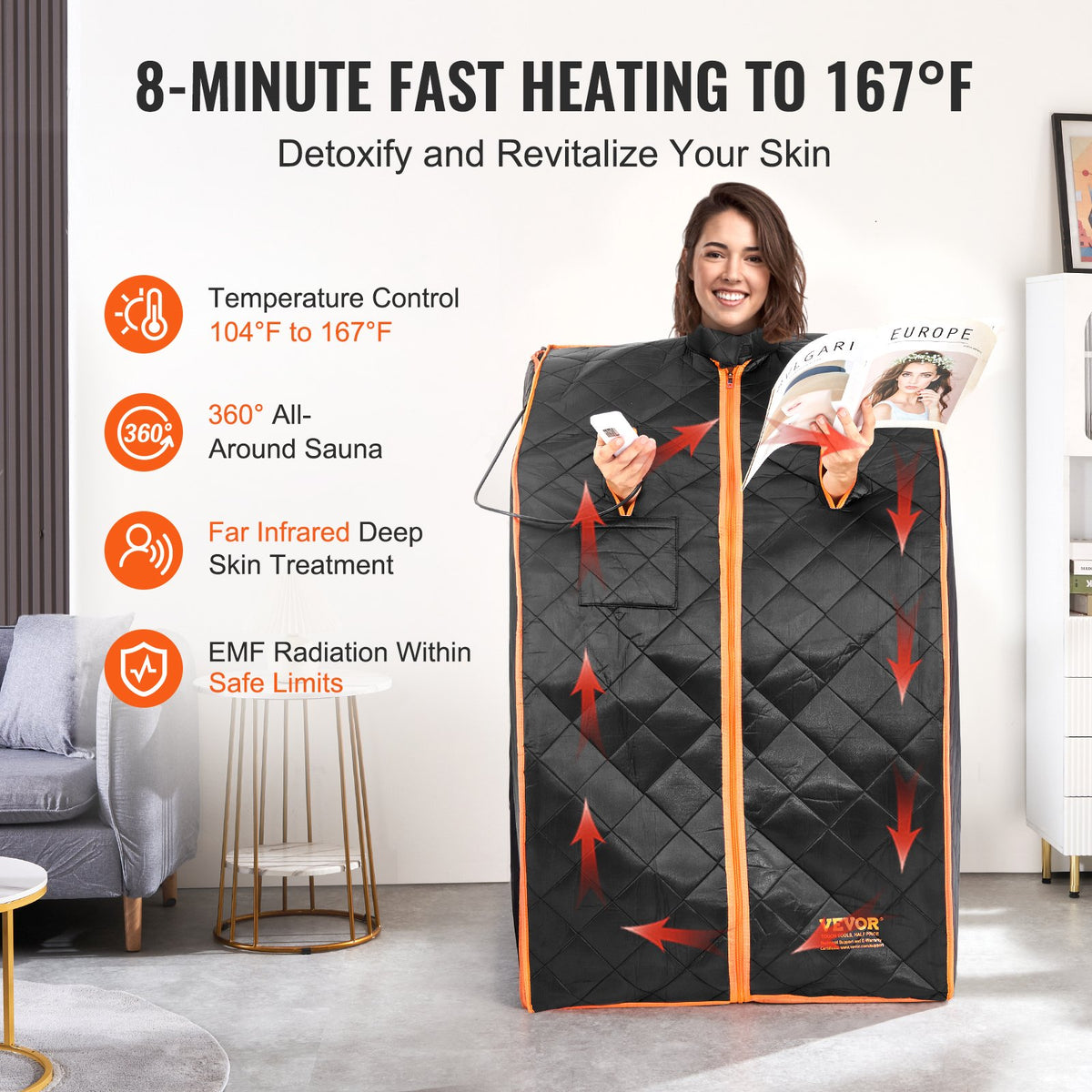 Sauna Tent Far Infrared 1050W Personal Home Spa Loss Weight Detox Therapy V952-YHWBXSSNBSS1ZHS9BV3