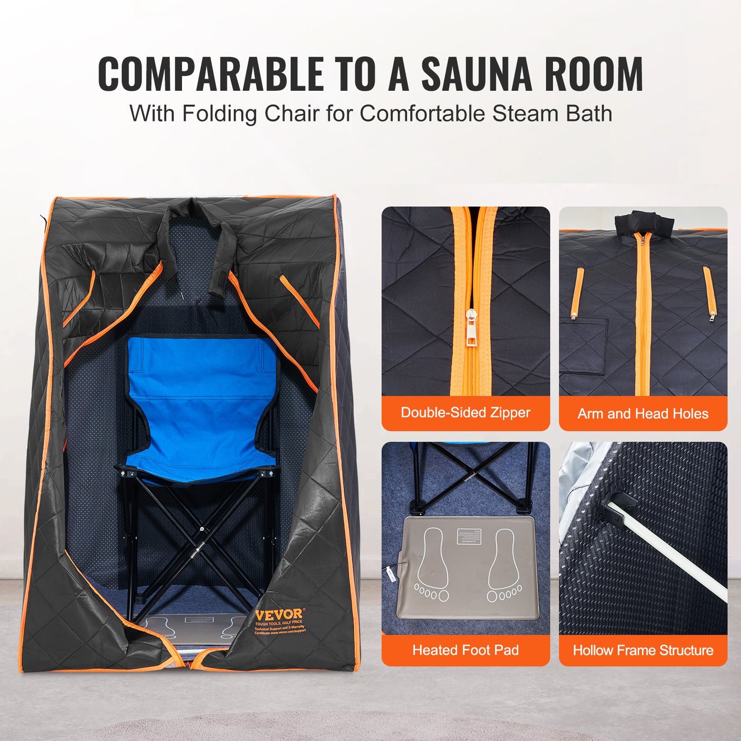 Sauna Tent Far Infrared 1050W Personal Home Spa Loss Weight Detox Therapy V952-YHWBXSSNBSS1ZHS9BV3