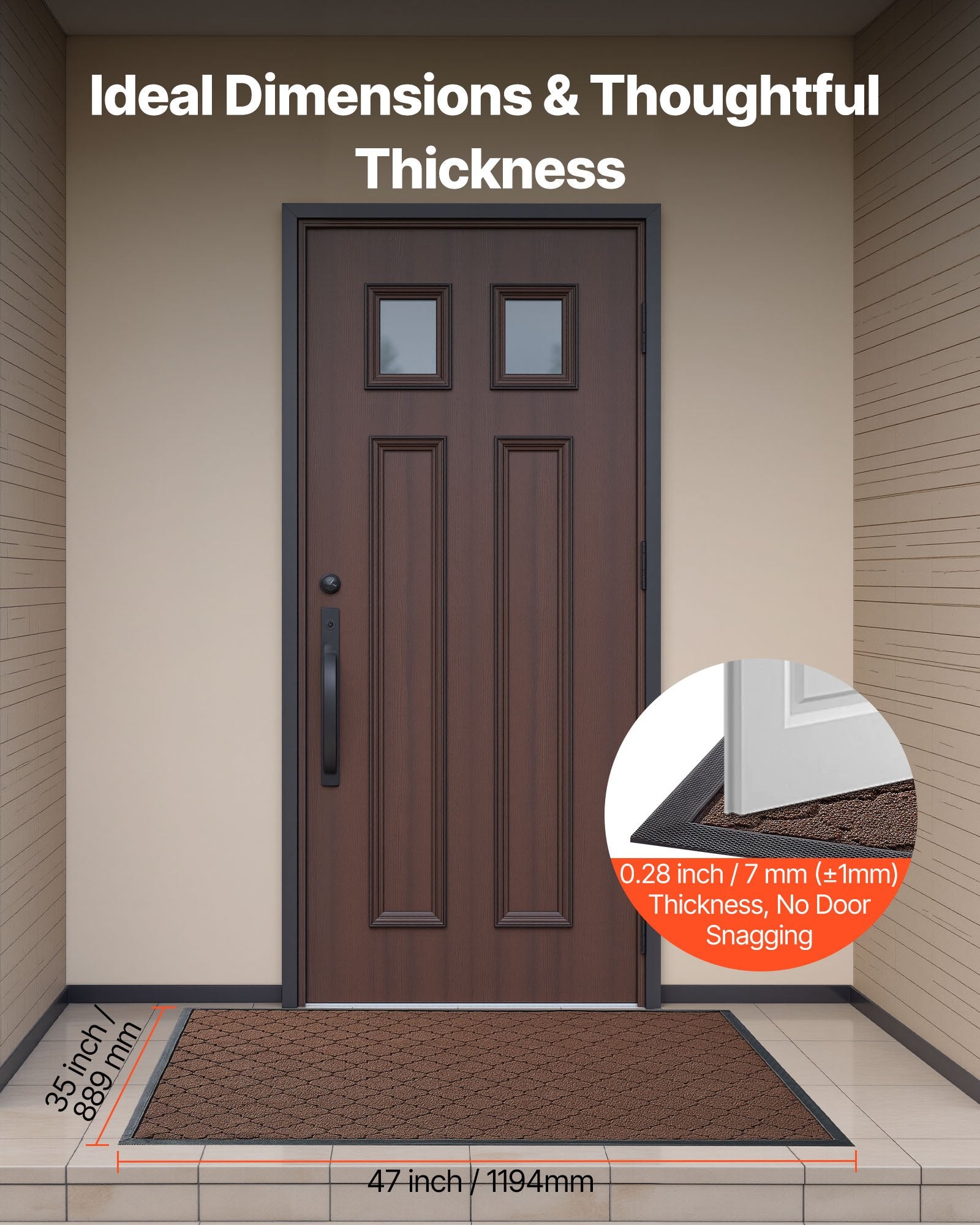 Front Door Mat, 1194 x 889 mm Commercial Floor Mat for Indoor and Outdoor, Modern Stylish Carpet with TPE V952-YHWDT4735INCQJY78001V0