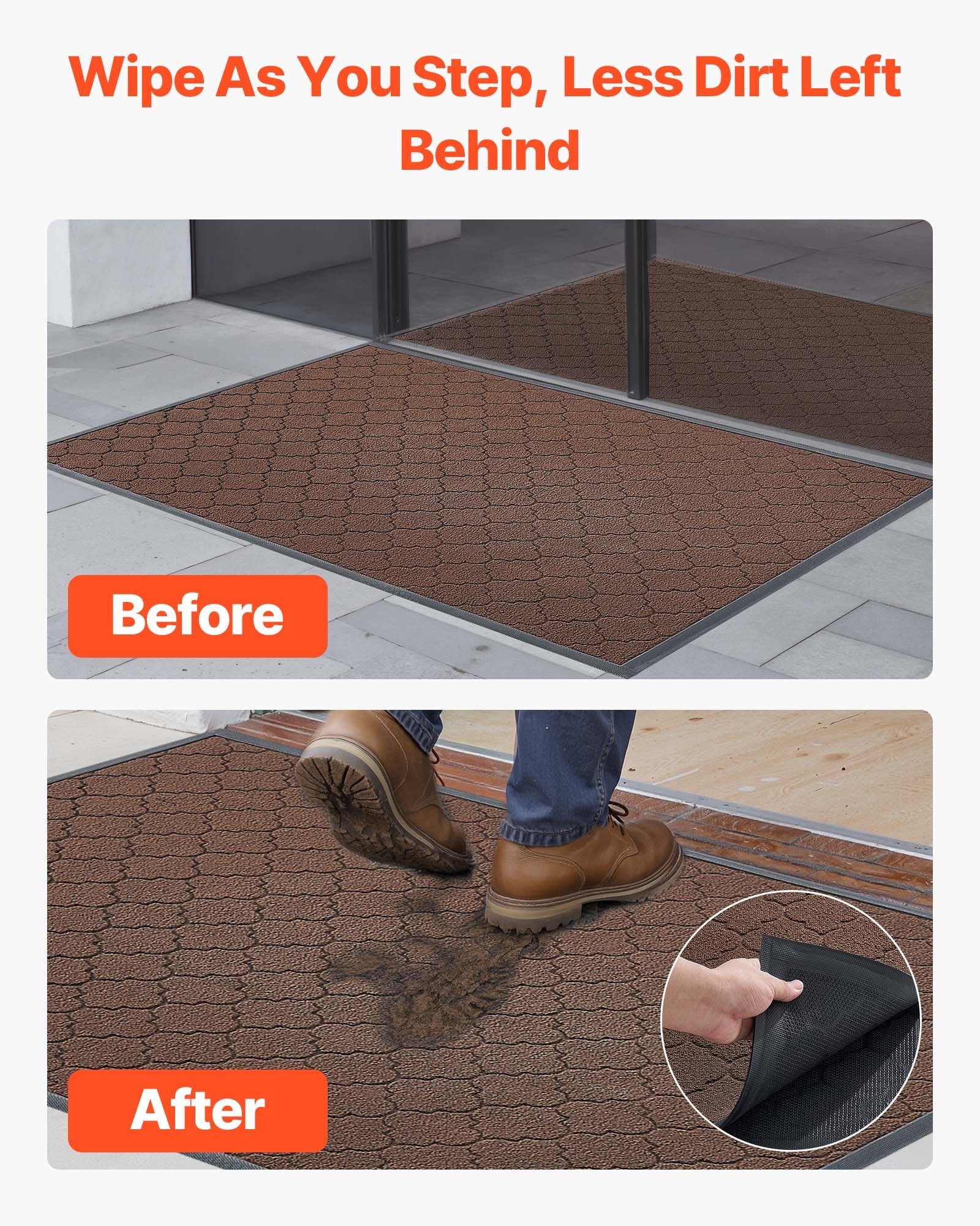 Front Door Mat, 1194 x 889 mm Commercial Floor Mat for Indoor and Outdoor, Modern Stylish Carpet with TPE V952-YHWDT4735INCQJY78001V0