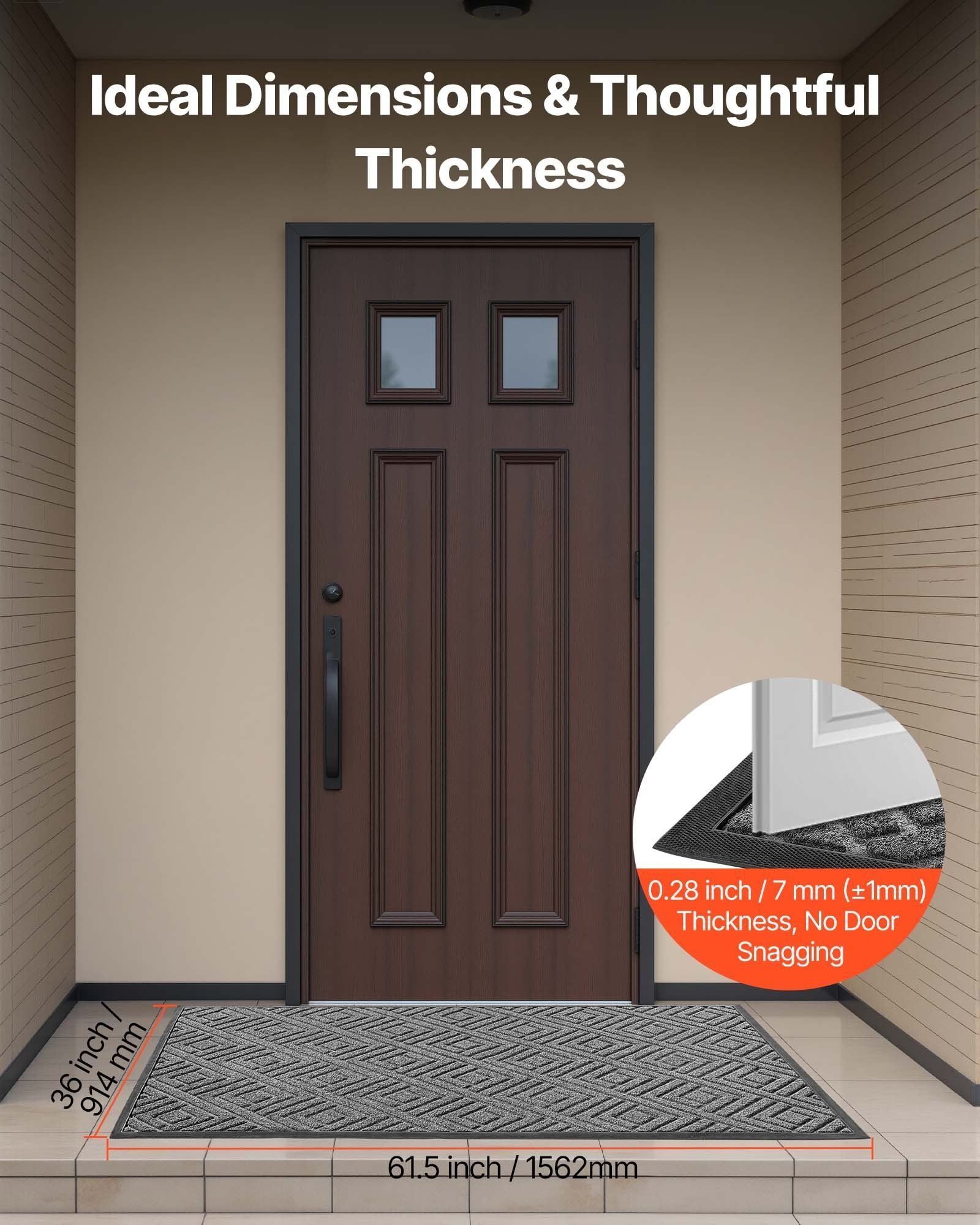 Front Door Mat, 1562 x 914 mm Commercial Floor Mat for Indoor and Outdoor, Modern Stylish Carpet with TPE V952-YHWDT61536INBV1PA001V0