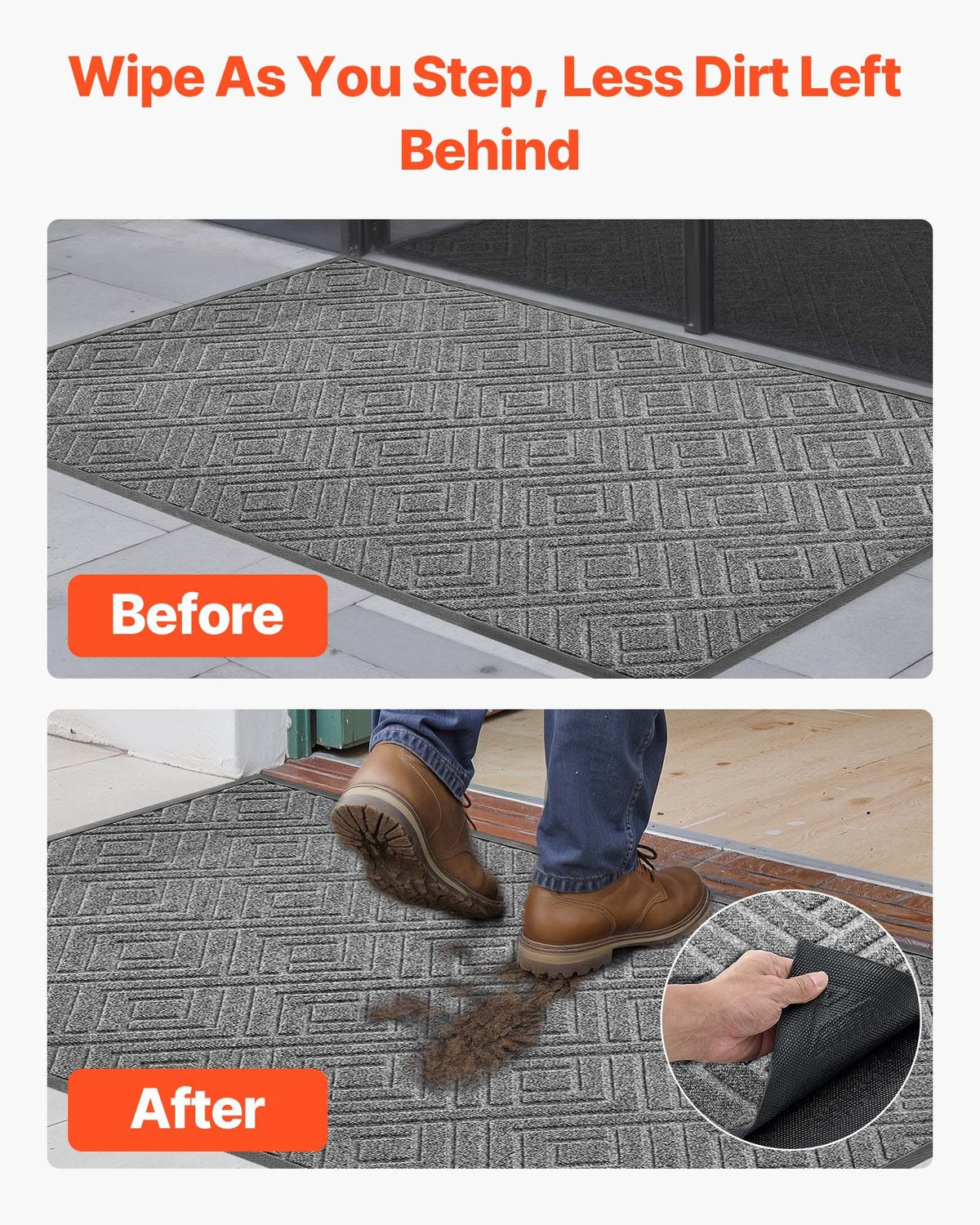 Front Door Mat, 1562 x 914 mm Commercial Floor Mat for Indoor and Outdoor, Modern Stylish Carpet with TPE V952-YHWDT61536INBV1PA001V0