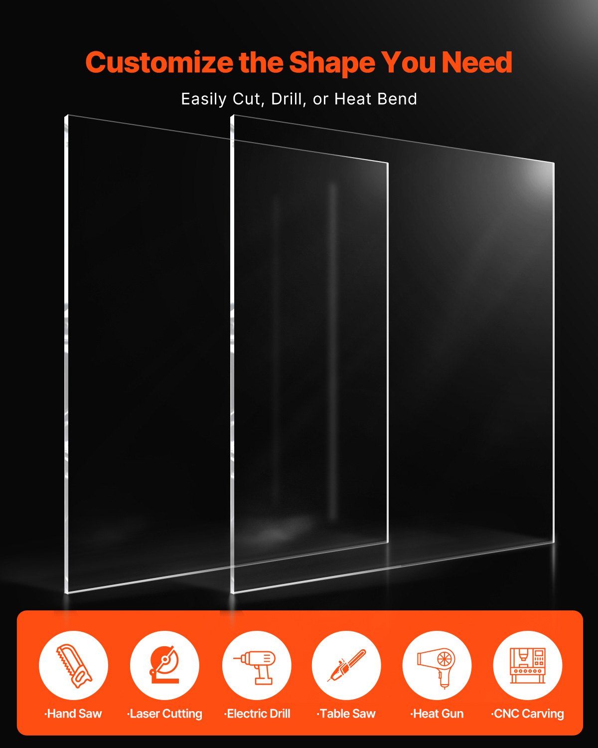 Plexiglass Acrylic Sheet, 2-Pack Plastic Sheets, 610 x 914 mm 6 mm Thick Clear Plastic Cast Transparent Glass V952-YJBL2436INCHGD23KV0