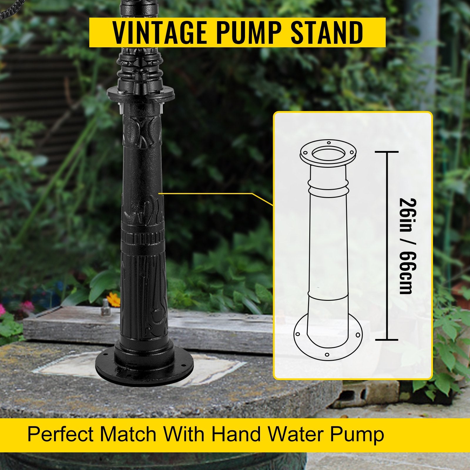 Antique Hand Water Pump Stand Pitcher Pump Stand for Yard Garden Black V952-YJHSFB2U5PXOAR23QV0