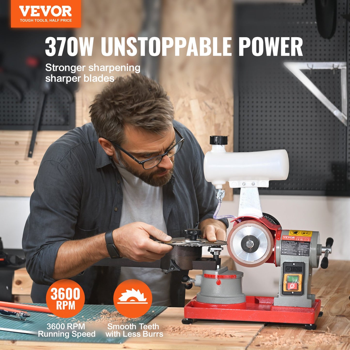 Circular Saw Blade Sharpener, 370W Saw Blade Grinding with Water Injection, Water Injection Circular Saw V952-YJPMGJZSYJPMYJSYIV3