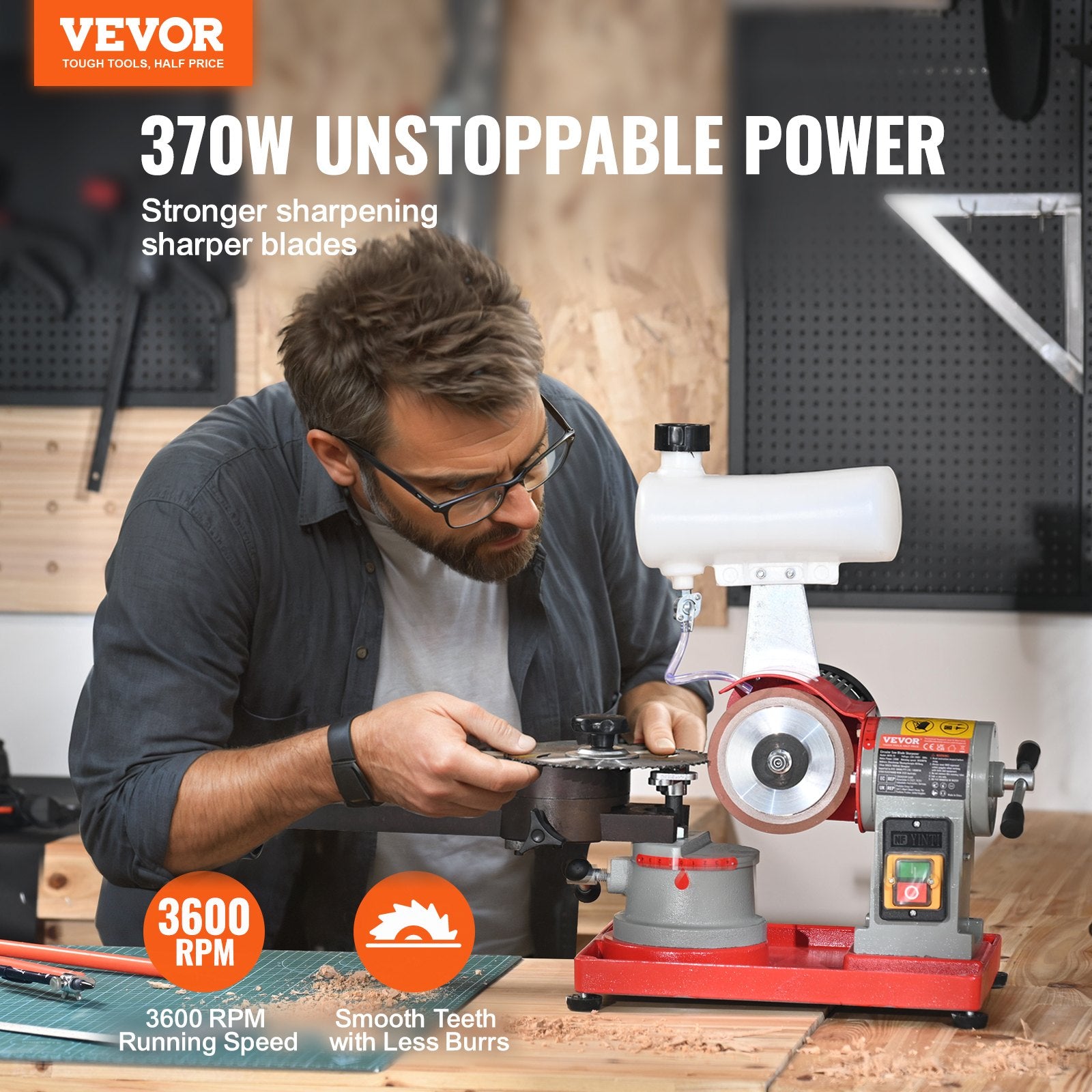 Circular Saw Blade Sharpener, 370W Saw Blade Grinding with Water Injection, Water Injection Circular Saw V952-YJPMGJZSYJPMYJSYIV3
