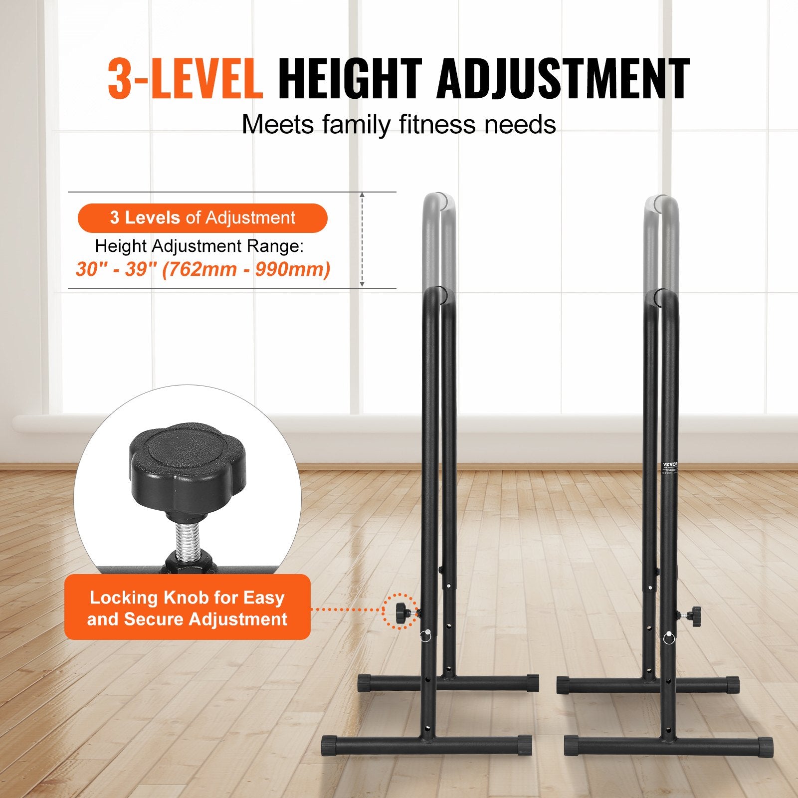 Dip Bars, 200 kg Capacity, Heave Duty Dip Stand Station with Adjustable Height, Fitness Workout Dip Bar V952-YJPXSG45YCDLNQ924V0