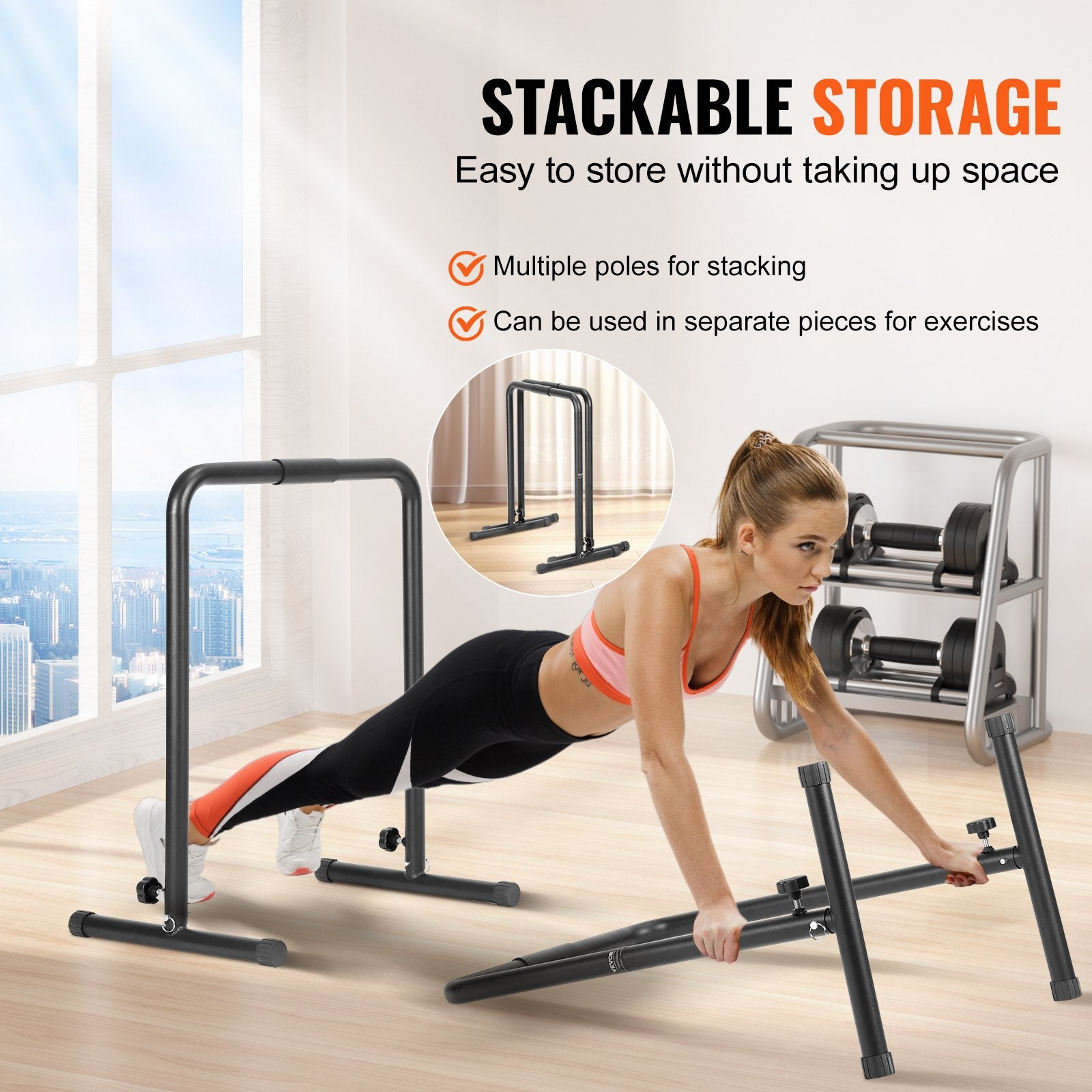Dip Bars, 200 kg Capacity, Heave Duty Dip Stand Station with Adjustable Height, Fitness Workout Dip Bar V952-YJPXSG45YCDLNQ924V0