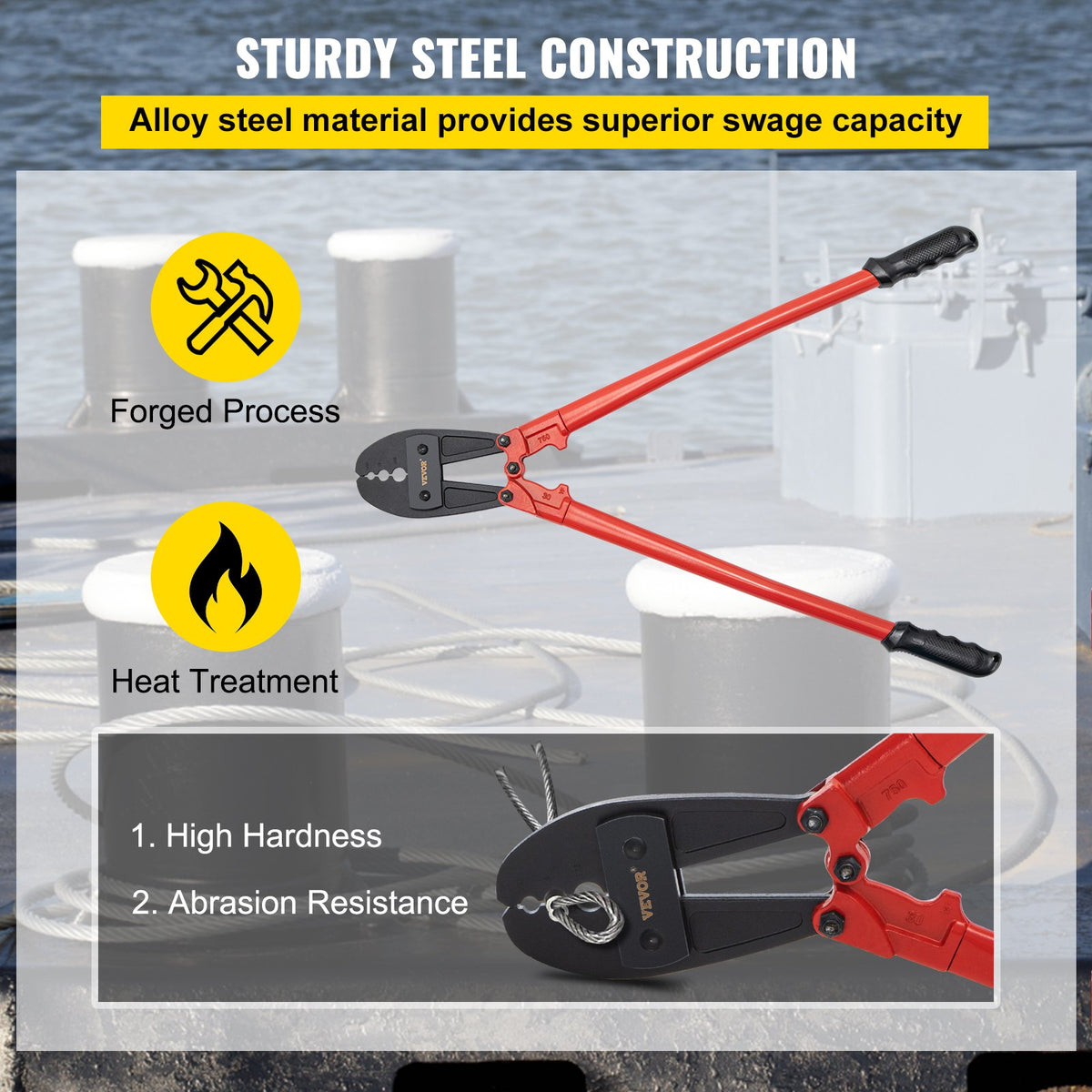 762mm/30" Hand Swager, Swaging Tool for 5/32", 1/4" and 5/16" Aluminum/Copper Sleeves V952-YJQ30YC0000000001V0