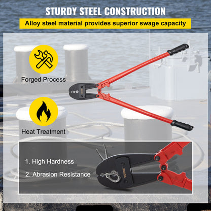 762mm/30" Hand Swager, Swaging Tool for 5/32", 1/4" and 5/16" Aluminum/Copper Sleeves V952-YJQ30YC0000000001V0