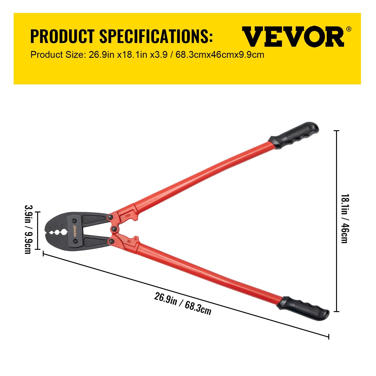 762mm/30" Hand Swager, Swaging Tool for 5/32", 1/4" and 5/16" Aluminum/Copper Sleeves V952-YJQ30YC0000000001V0